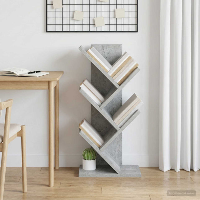 Træ Bogreol 4-Plan 30 x 18 x 60 cm Konstrueret træ Betongrå