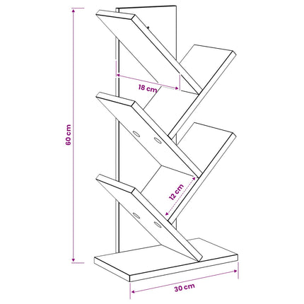 Træ Bogreol 4-Plan 30 x 18 x 60 cm Konstrueret træ Betongrå