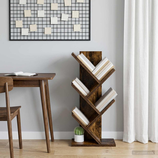 Træ Bogreol 4-Plan 30 x 18 x 60 cm Konstrueret træ Røget eg