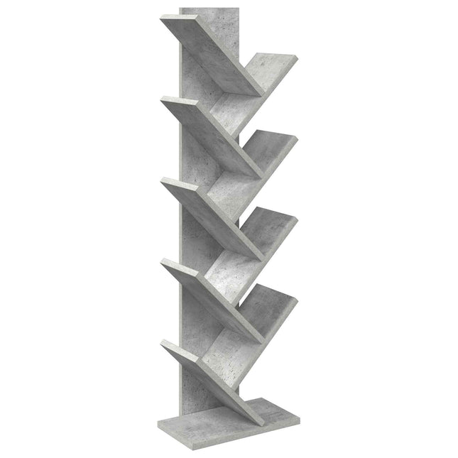 Træbogreol 6-sidet 30 x 18 x 100 cm Konstrueret træ Betongrå