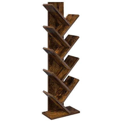 Træ Bogreol 6-Skabs 30 x 18 x 100 cm Konstrueret træ Røget eg