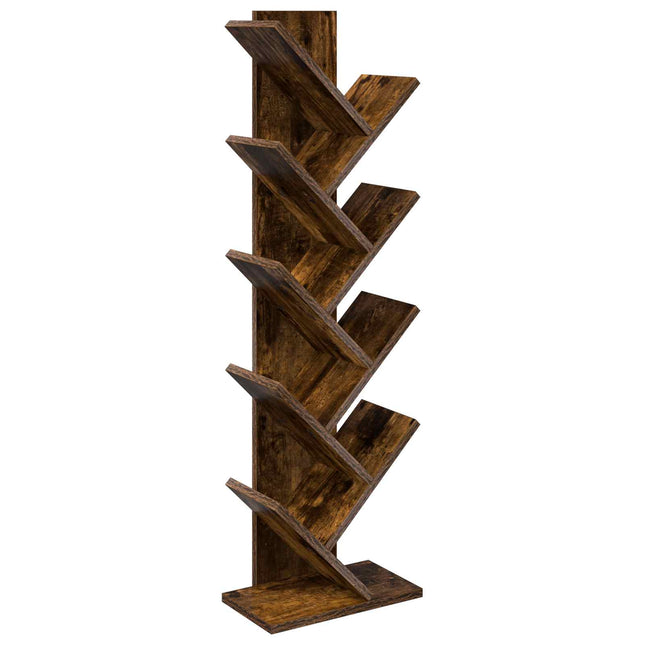Træ Bogreol 6-Skabs 30 x 18 x 100 cm Konstrueret træ Røget eg