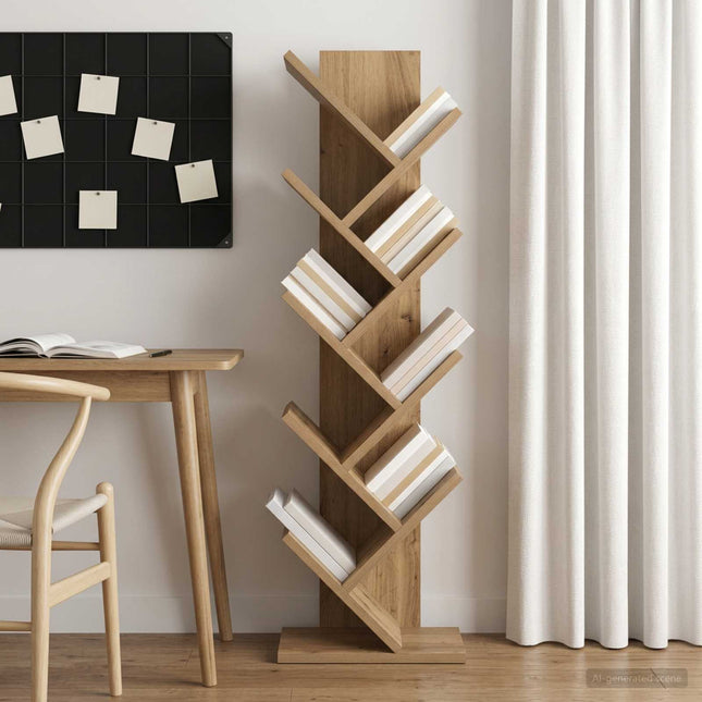 Træ Bogreol 6-Skabs 30 x 18 x 100 cm Konstrueret træ Artisan-eg