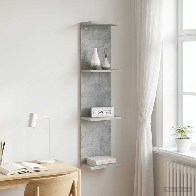 Væghylde Betongrå 25 x 15 x 100 cm Konstrueret træ