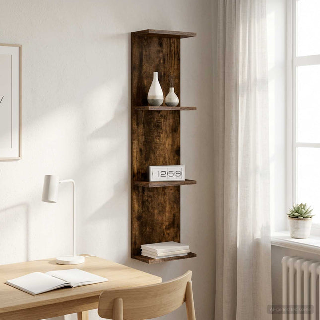 Væghylde Røget eg 25 x 15 x 100 cm Konstrueret træ