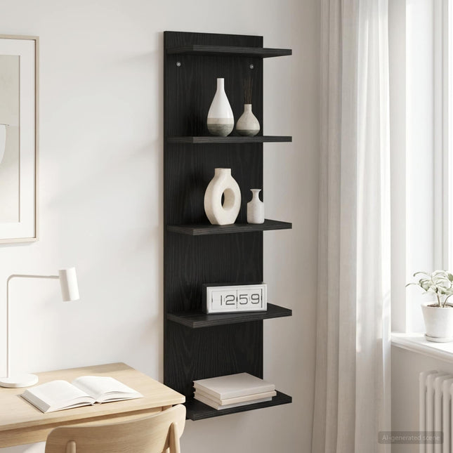 Væghylde Sort eg 30 x 15 x 100 cm Konstrueret træ