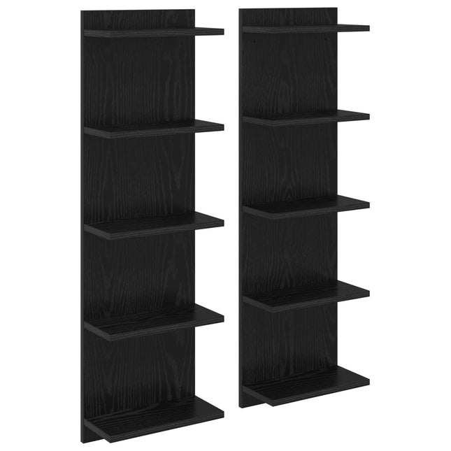 Væghylde 2 stk. Sort eg 30 x 15 x 100 cm Konstrueret træ