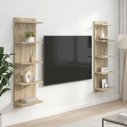 Væghylde 2 stk. Sonoma-eg 30 x 15 x 100 cm Konstrueret træ