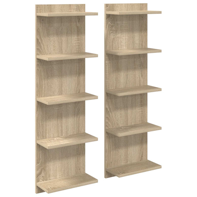 Væghylde 2 stk. Sonoma-eg 30 x 15 x 100 cm Konstrueret træ