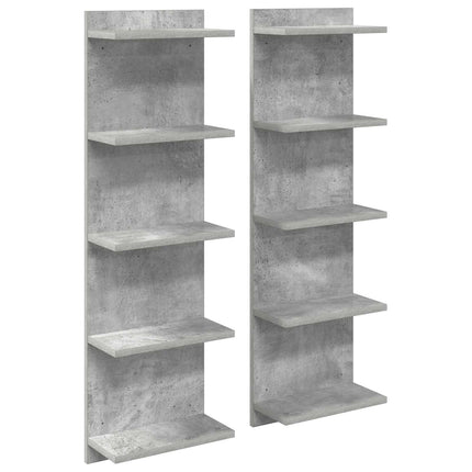 Væghylde 2 stk. Betongrå 30 x 15 x 100 cm Konstrueret træ