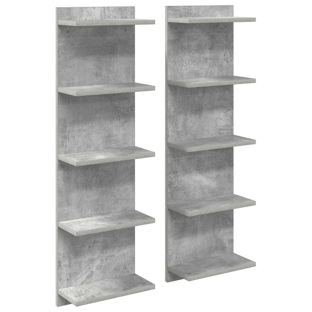 Væghylde 2 stk. Betongrå 30 x 15 x 100 cm Konstrueret træ