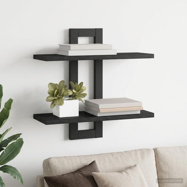 Svævehylder Sort eg 40 x 15 x 40 cm Konstrueret træ