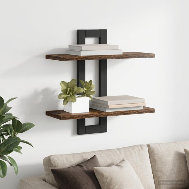 Svævehylder Røget eg 40 x 15 x 40 cm Konstrueret træ