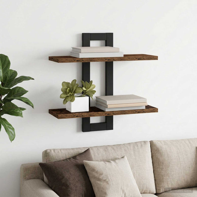 Svævehylder Gammelt træ 40 x 15 x 40 cm Konstrueret træ