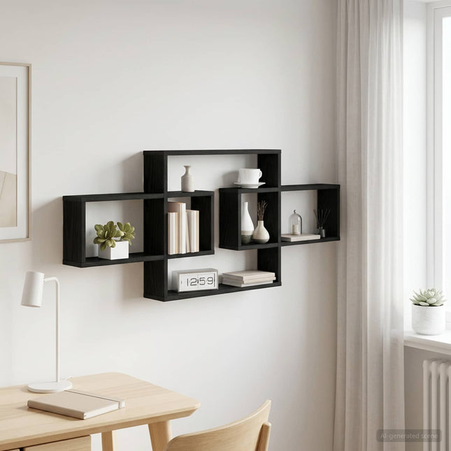 Væghylde Sort eg 130 x 10 x 50 cm Konstrueret træ