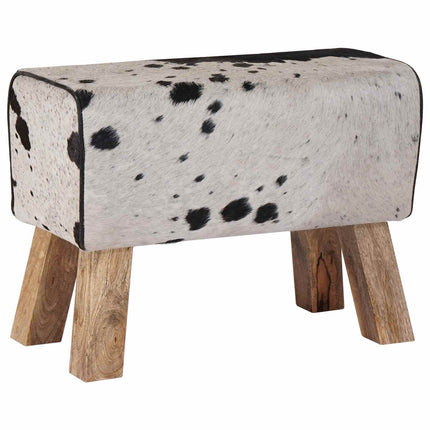 bænk 60 x 30 x 45 cm Ægte Læder Sort og Hvid
