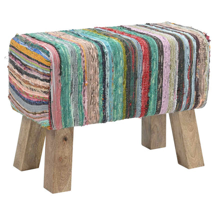 bænk 60 x 30 x 45 cm Ægte Læder Flerfarvet