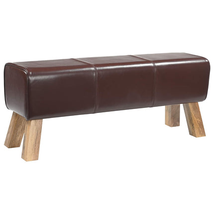 bænk 110 x 30 x 45 cm Ægte Læder Mørk Brun
