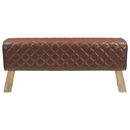bænk 110 x 30 x 45 cm Ægte Læder Brun diamant