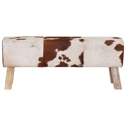 bænk 110 x 30 x 45 cm Ægte Læder Brun og hvid