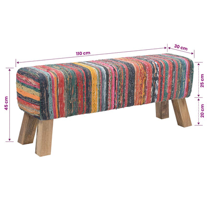 bænk 110 x 30 x 45 cm Ægte Læder Flerfarvet