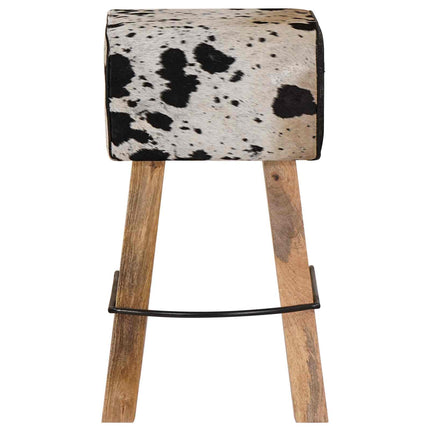 Barstol 2 stk. Sort og Hvid 44 x 33 x 74 cm Ægte Læder