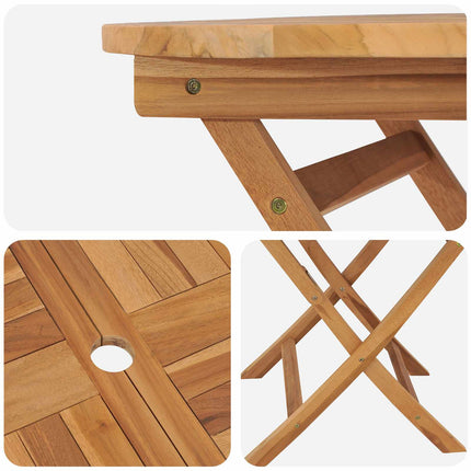 Sammenklappeligt havebord Naturfarvet Ø 90 x 75 cm