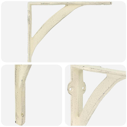 Væghylde beslag 2 stk. Antik hvid 10 x 10 x 3 cm Stål