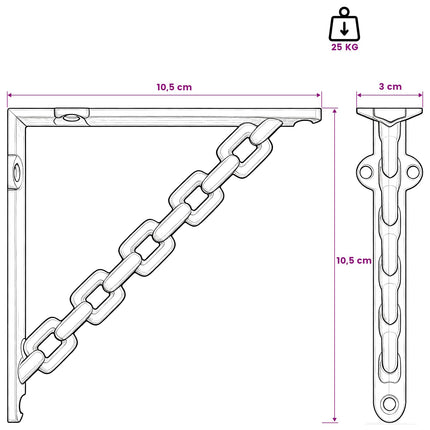 Væghylde beslag 12 stk. Sort 10,5 x 10,5 x 3 cm Stål