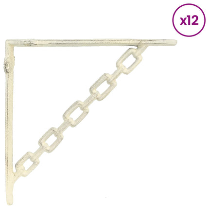 Væghylde beslag 12 stk. Antik hvid 14.5 x 14.5 x 3 cm Stål