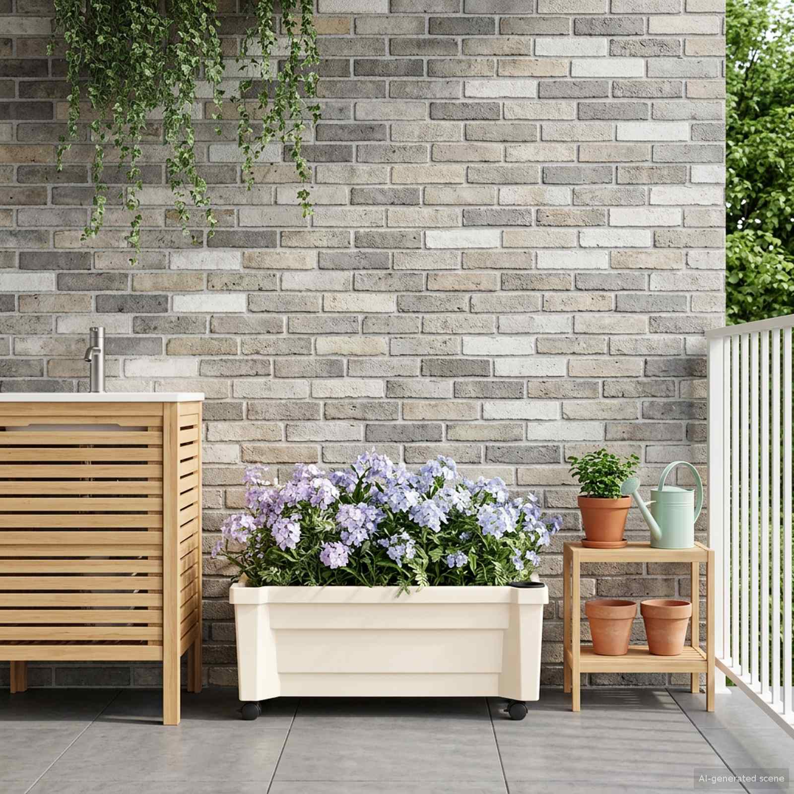 Calypso plantekasse med hjul - hvid 79 × 35 × 33 cm PP