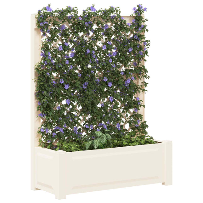 Stor blomsterkasse med espalier Hvid 99,5 x 43 x 133,5 cm PP