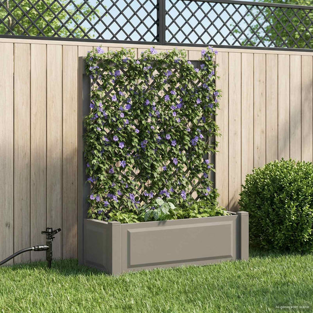 Stor blomsterkasse med espalier PP Grå