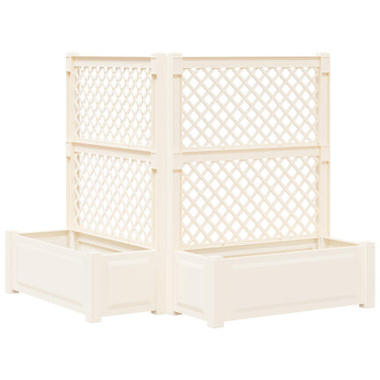 Stor blomsterkasse med espalier 2 pcs Hvid 143 x 143 x 133,5 cm