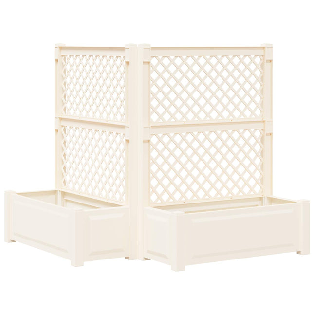 Stor blomsterkasse med espalier 2 stk. PP Hvid