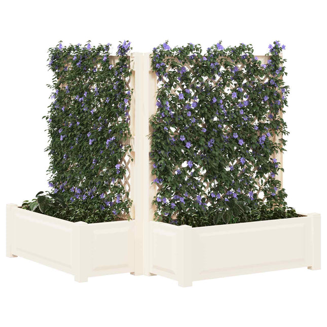 Stor blomsterkasse med espalier 2 stk. PP Hvid