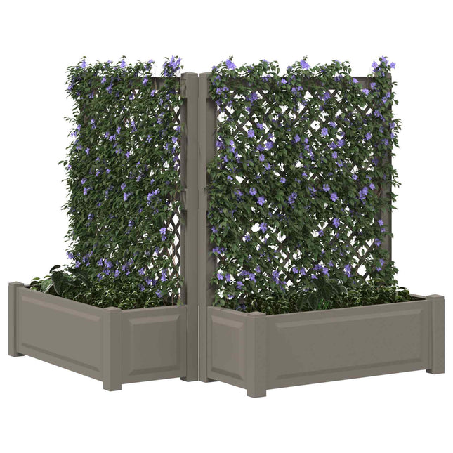 Stor blomsterkasse med espalier 2 stk. PP Grå