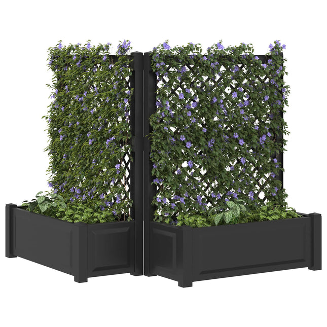 Stor blomsterkasse med espalier 2 pcs Antracit