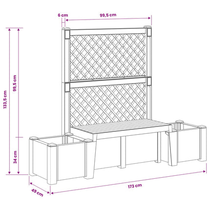 Havebænk Kopenhagen Antracit 173 x 49 x 135,5 cm PP