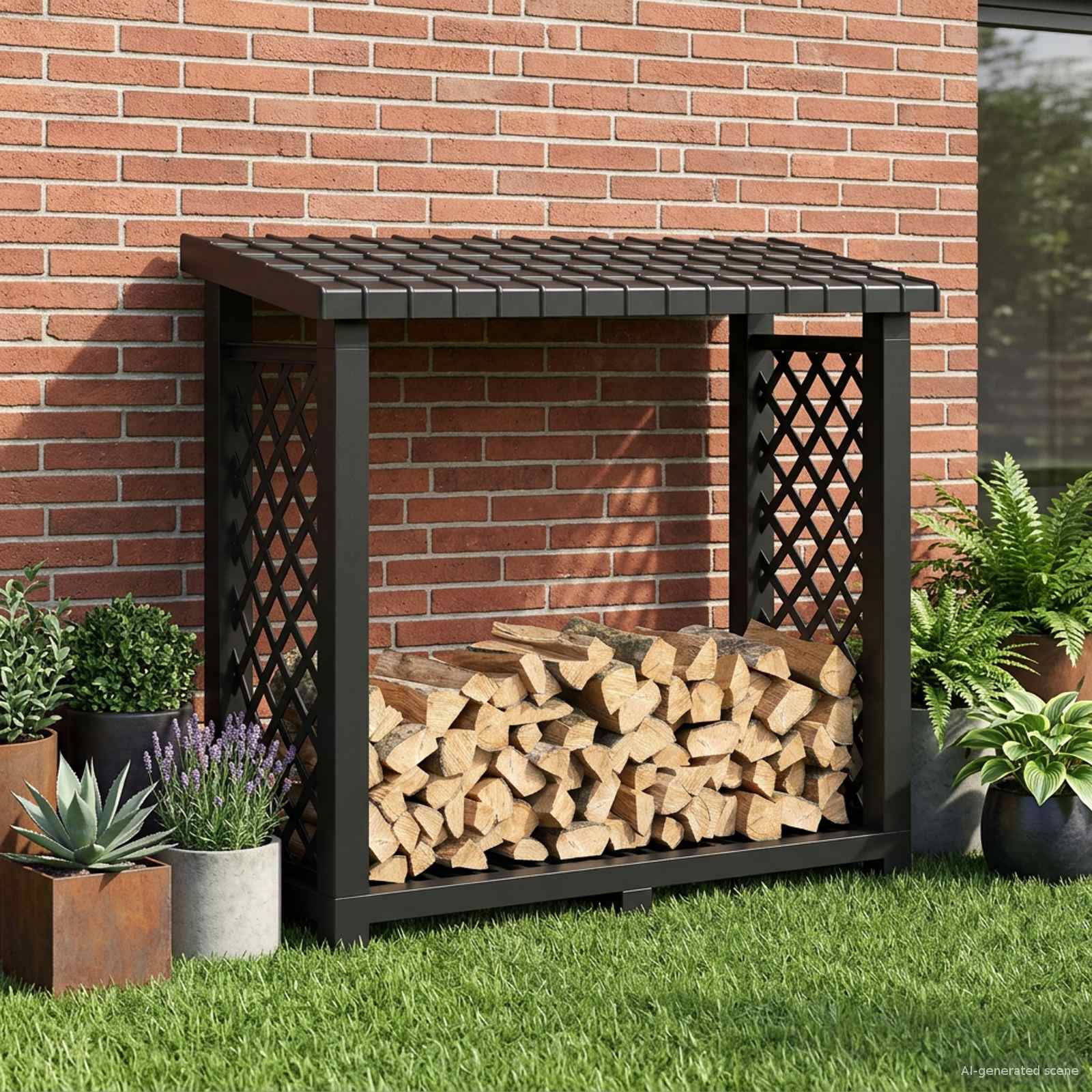 Brændeholder Antracit 114 x 46 x 101 cm PP
