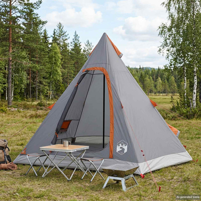 Tipi Tent Water-Resistant 3-personers Grå og orange