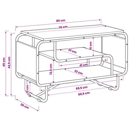 TV-bord 80 x 36 x 45 cm Røget eg Konstrueret træ