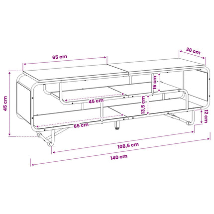 TV-bord 140 x 36 x 45 cm Gammelt træ Konstrueret træ