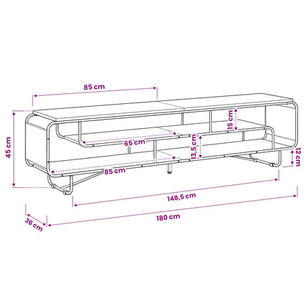 TV-bord 180 x 36 x 45 cm Sort eg Konstrueret træ