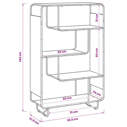 Highboard Sort eg 93.5 x 37.5 x 144 cm Konstrueret træ