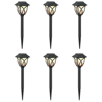 Udendørs sollys med jordspyd 6 pcs Varm hvid 42 cm PP