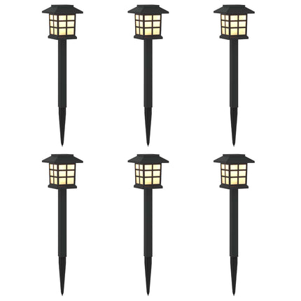 Udendørs sollys med jordspyd 6 pcs Varm hvid 38,5 cm PP
