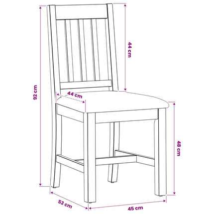 Spisestuestol VENLO 2 stk. Massivt Eg Træ Sort 45 x 53 x 92 cm