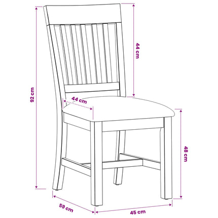 Spisestuestol 2 stk. Massivt Eg Træ Sort 45 x 59 x 92 cm