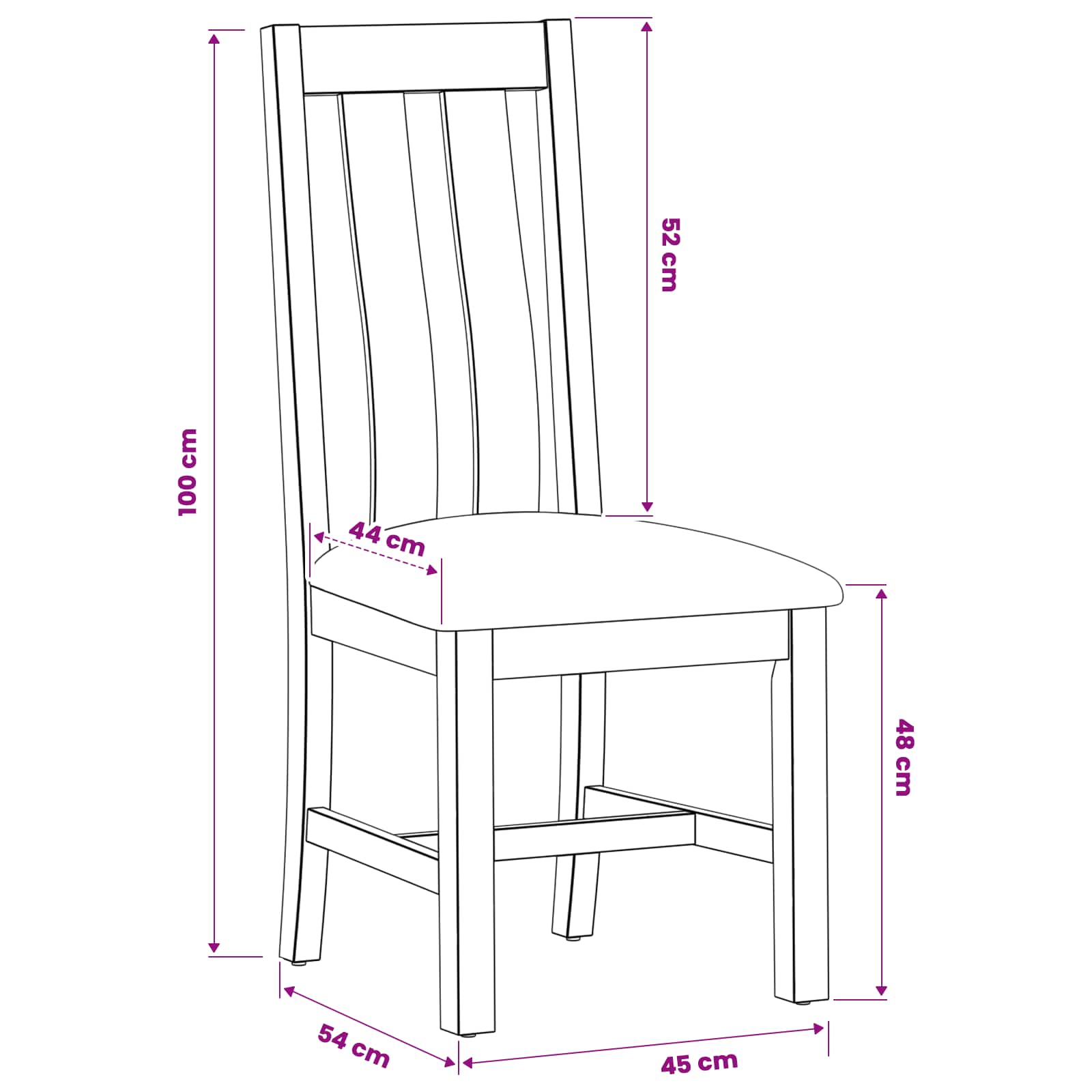 Spisestuestol 2 pcs Massivt Eg Træ Grå 45 x 54 x 100 cm